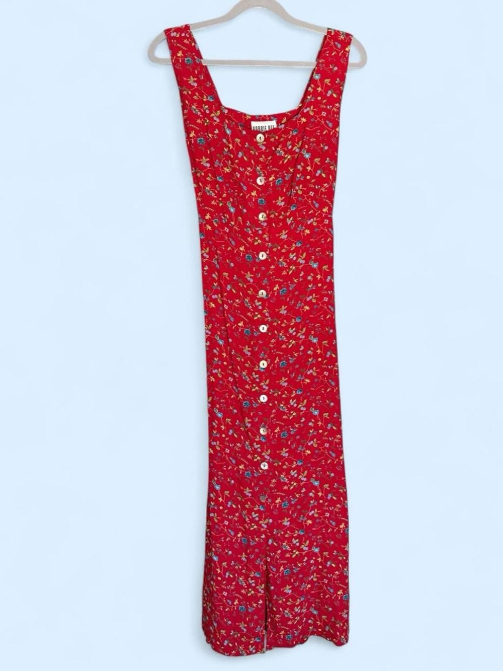 Robbie Bee Red Floral Maxi Dress with Multicolor Accents